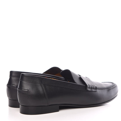 Hermes Calfskin Cotton Canvas Lining Womens Kennedy Loafers 41 Black 4 of 9