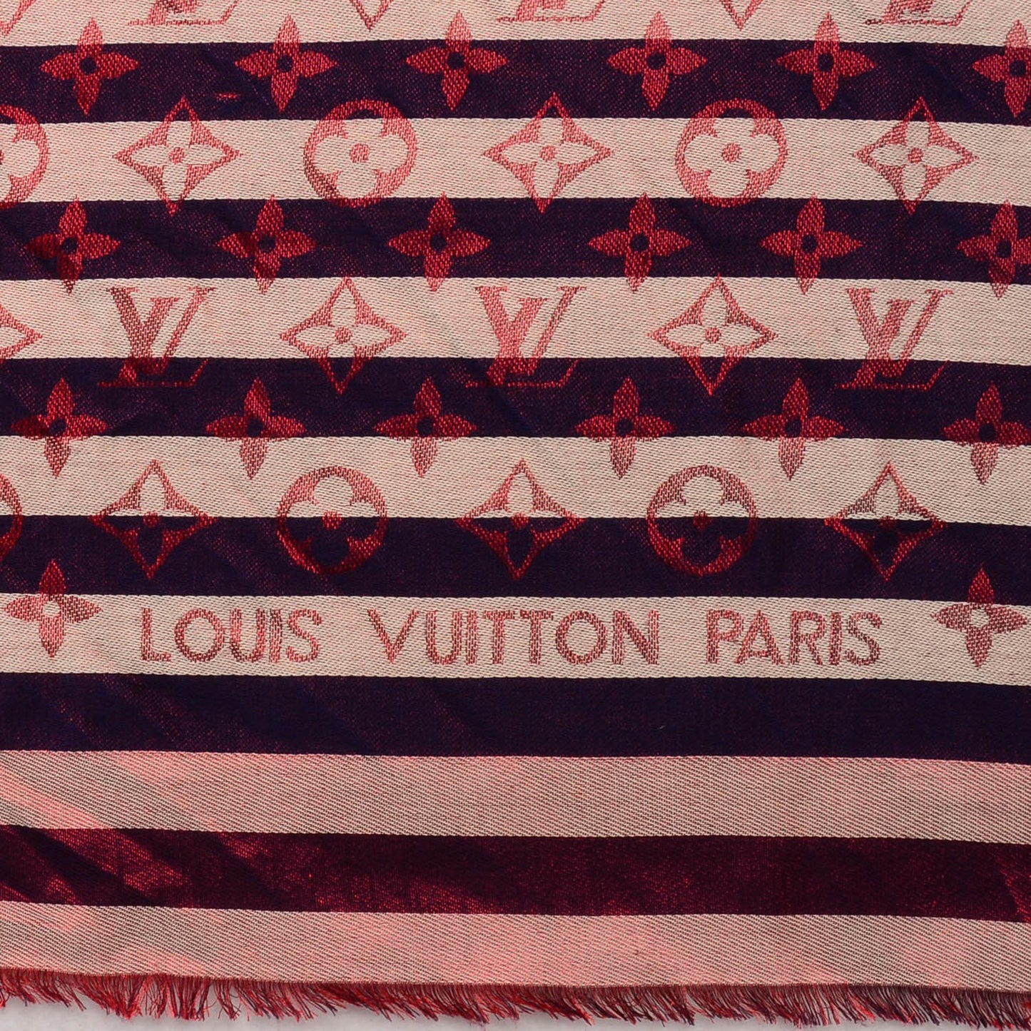 Silk Wool Monogram Striped Shawl Scarf Multicolor