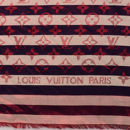 Louis Vuitton Silk Wool Monogram Striped Shawl Scarf Multicolor 4 of 5