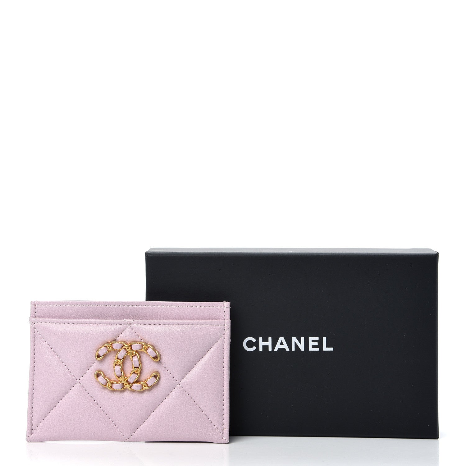 Chanel Lambskin Quilted Chanel 19 Card Holder Light Pink 9 of 9