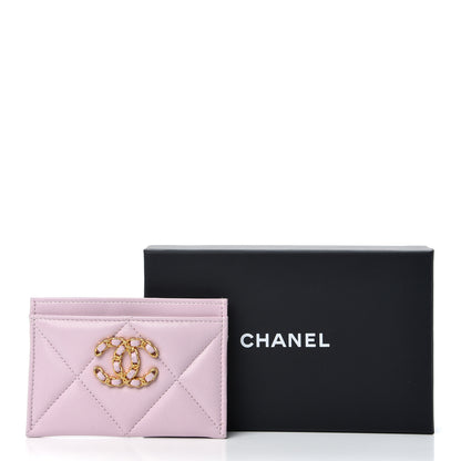 Chanel Lambskin Quilted Chanel 19 Card Holder Light Pink 9 of 9