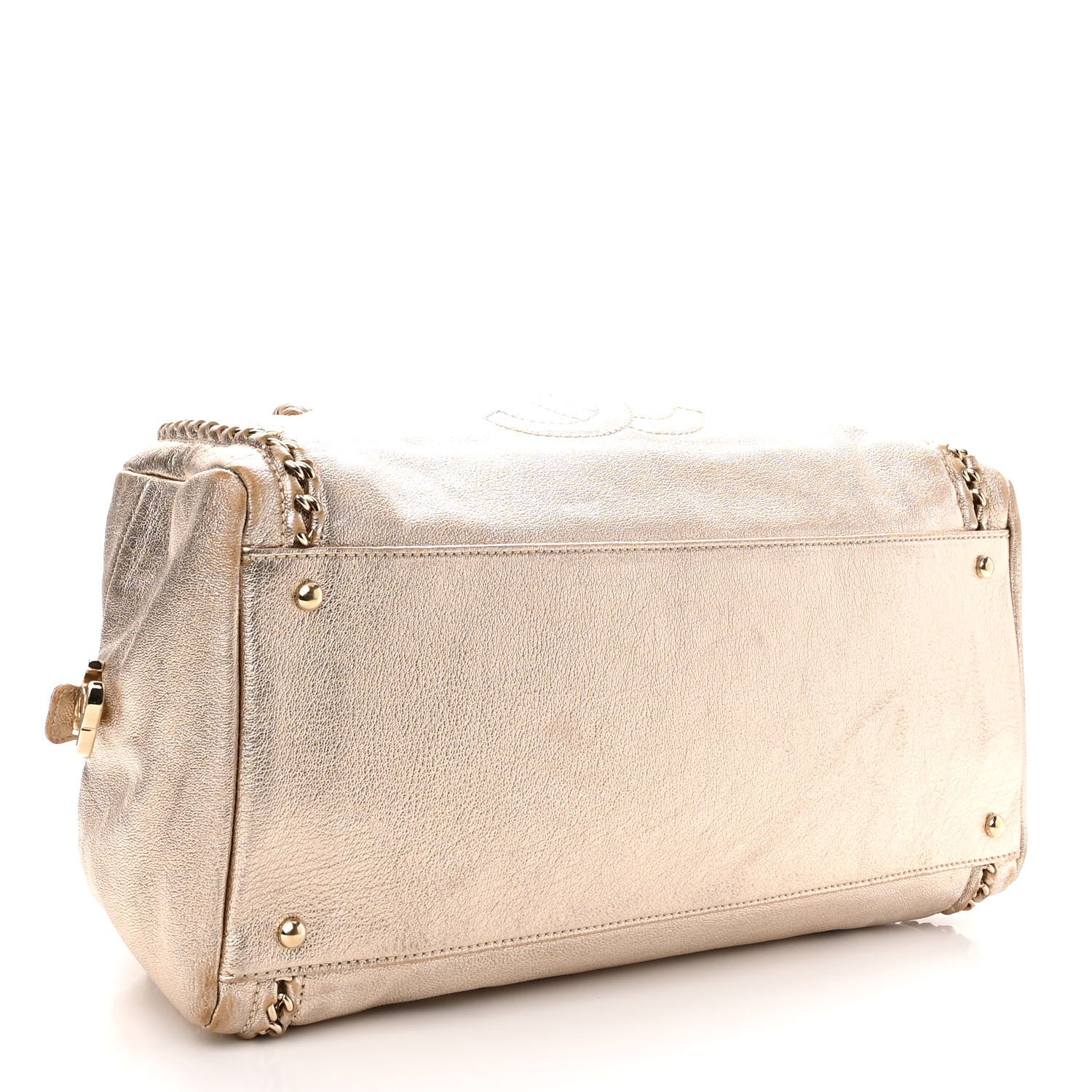 Chanel Metallic Goatskin Extra Large Luxe Ligne Luxury By Chanel Bowler Light Gold 3 of 11