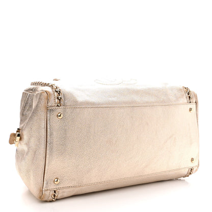 Chanel Metallic Goatskin Extra Large Luxe Ligne Luxury By Chanel Bowler Light Gold 3 of 11