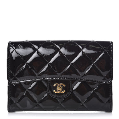 Chanel Patent Calfskin Quilted Small Flap Wallet Black 1 of 9