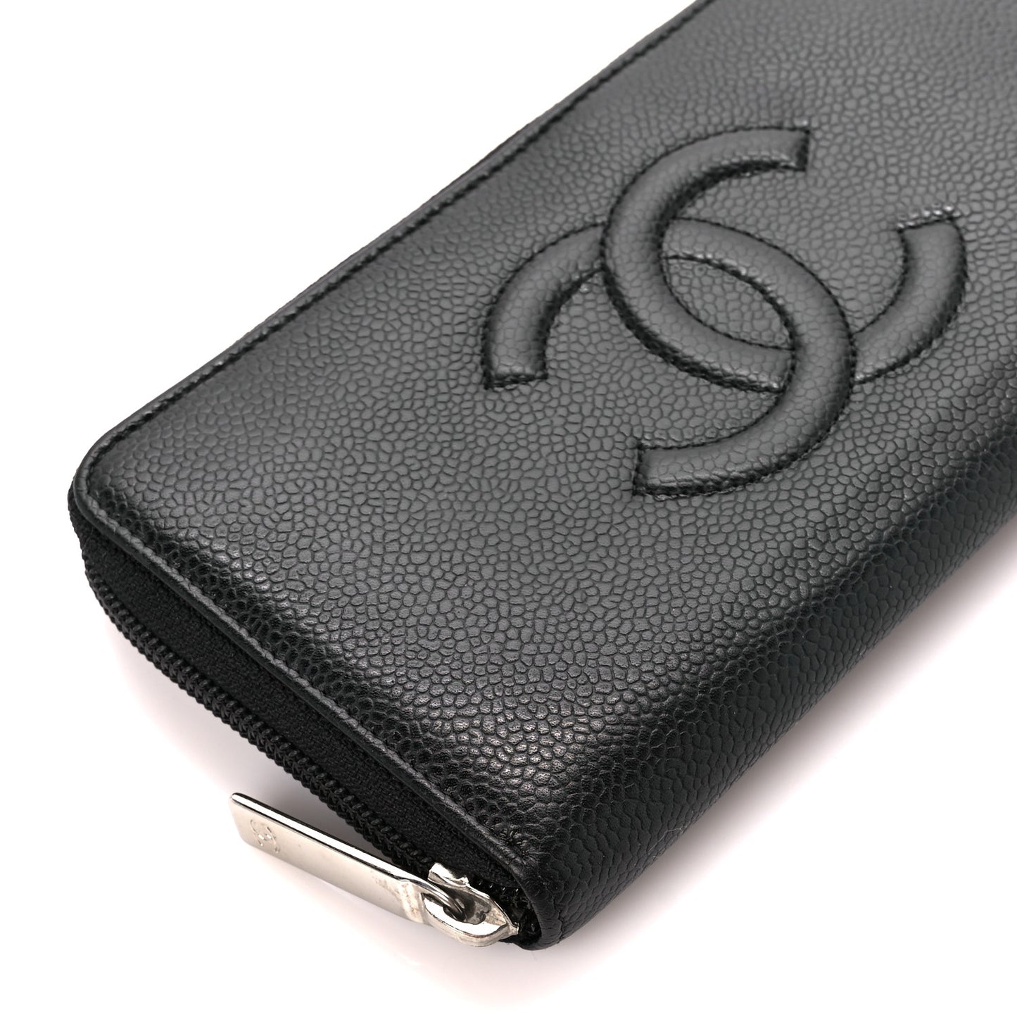Caviar Large Timeless CC Zip Around Wallet Black