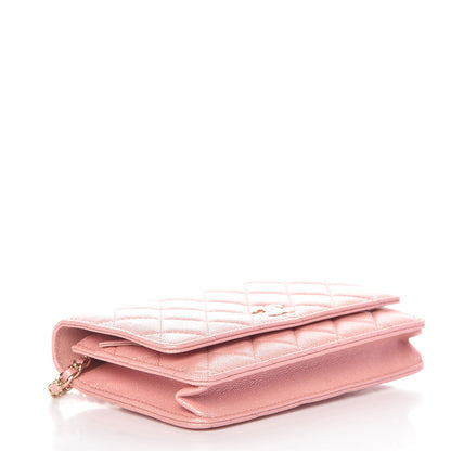 Chanel Iridescent Caviar Quilted Wallet on Chain WOC Rose Pink 4 of 10