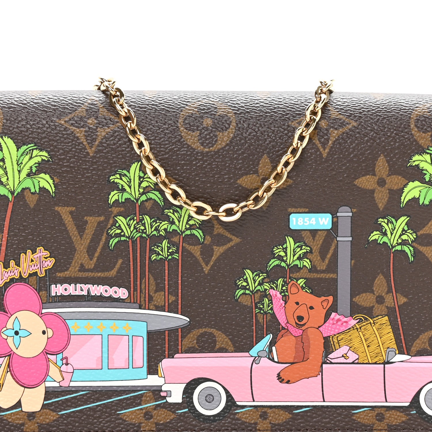 Louis Vuitton Monogram 2021 Christmas Animation Hollywood Pochette Felicie Chain Wallet Fuchsia 8 of 11