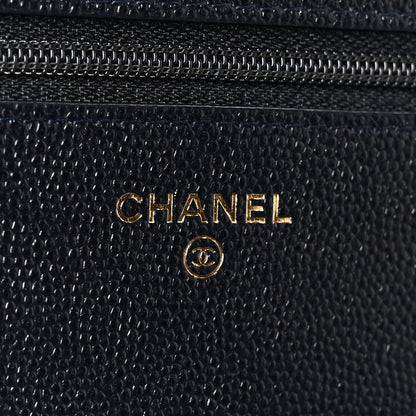 Chanel Caviar Quilted Golden Class Wallet On Chain WOC Navy 6 of 11