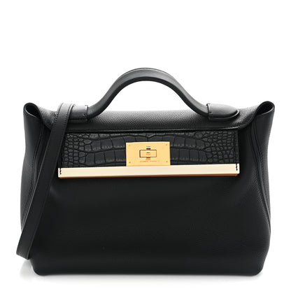 Hermes Togo Matte Alligator Swift Touch 24/24 29 Black Nata Gold 1 of 11