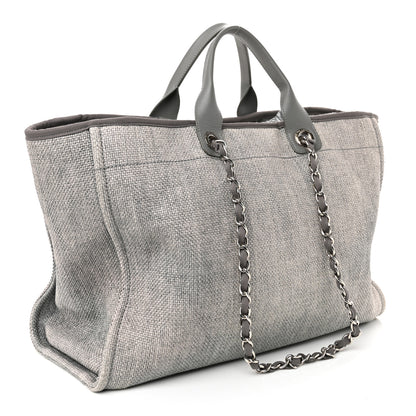 Chanel Woven Straw Raffia Large Deauville Tote Grey 3 of 10