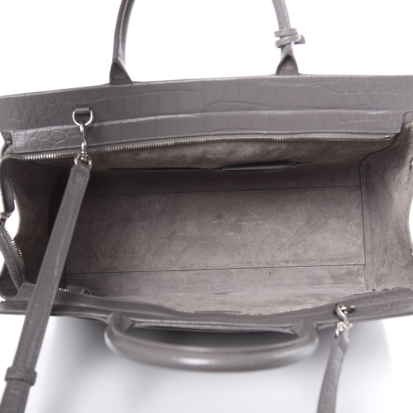 Calfskin Crocodile Embossed Medium Cabas Rive Gauche Fog