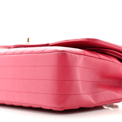 Chanel Lambskin Chevron Quilted Medium Double Flap Pink 10 of 12