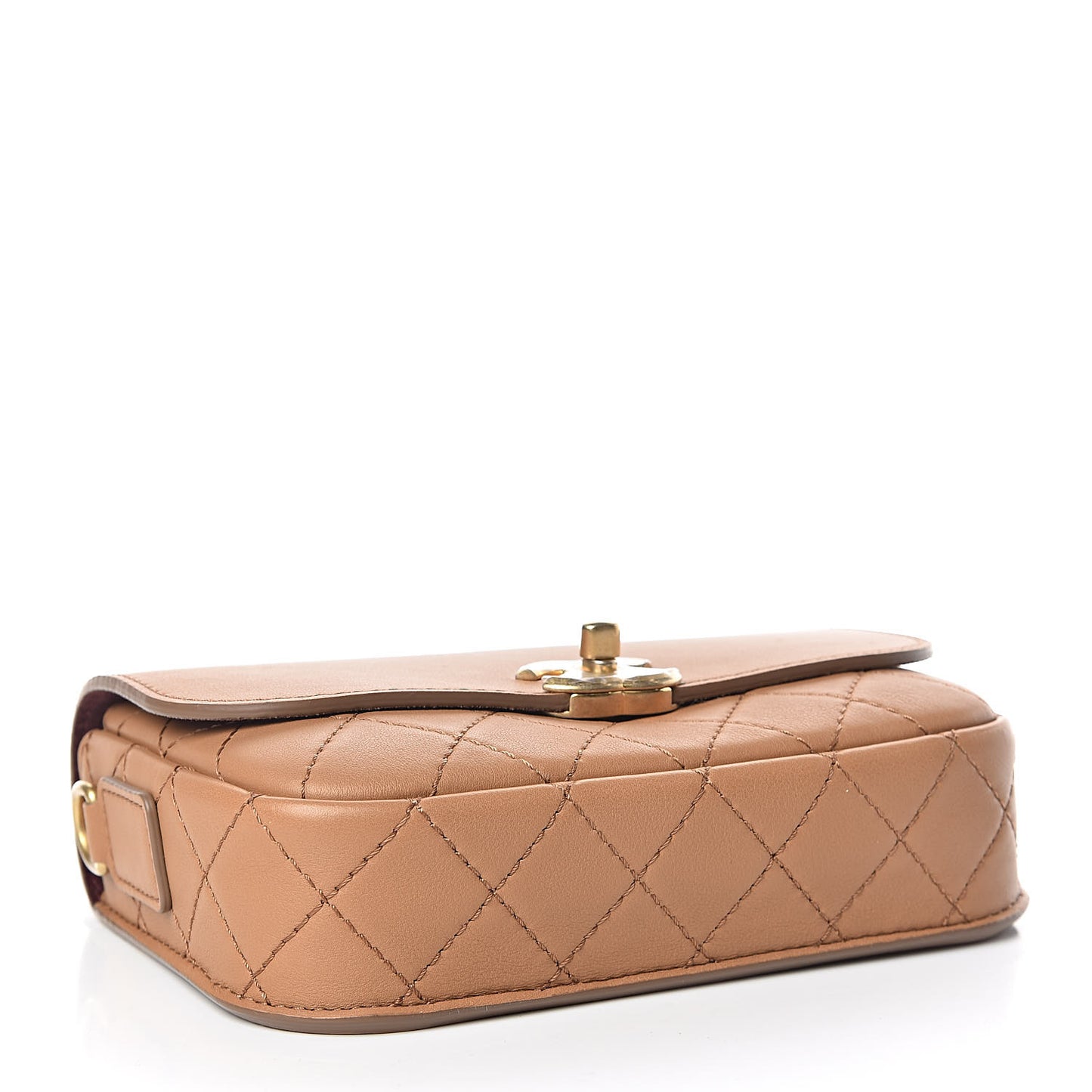 Calfskin Quilted Multi Pouching Flap And Coin Purse Beige