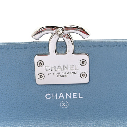 Chanel Grained Calfskin Quilted CC Box Flap Wallet Blue 6 of 10