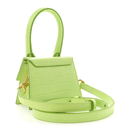 Jacquemus Calfskin Crocodile Embossed Le Chiquito Light Green 3 of 9