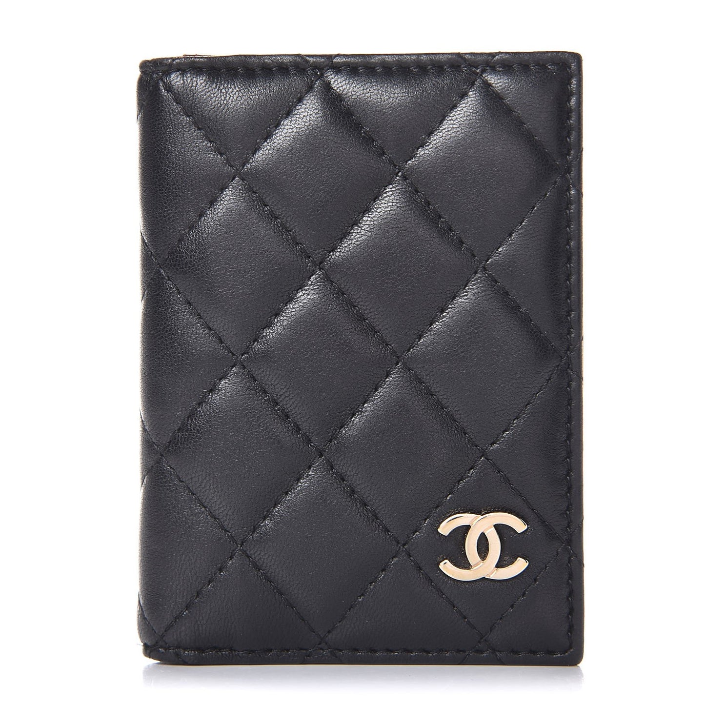Lambskin Quilted Card Holder Wallet Black