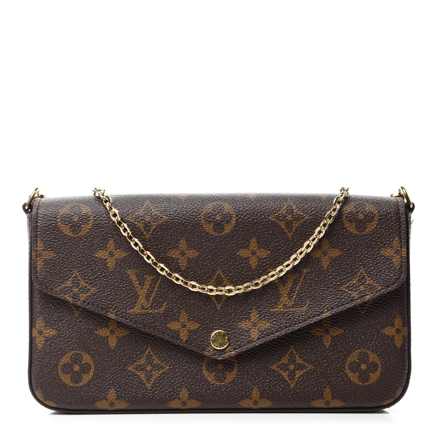 Monogram Pochette Felicie Chain Wallet Fuchsia