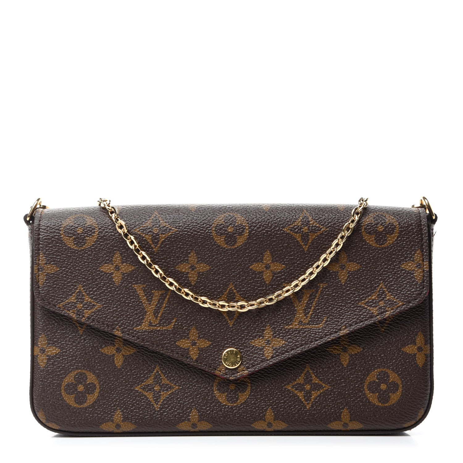 Louis Vuitton Monogram Pochette Felicie Chain Wallet Fuchsia 1 of 11
