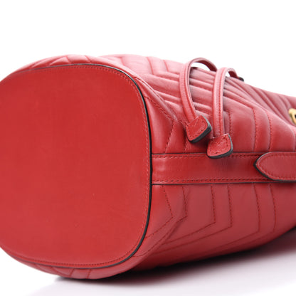 Gucci Calfskin Matelasse Sylvie Web GG Marmont Bucket Bag Hibiscus Red 7 of 11