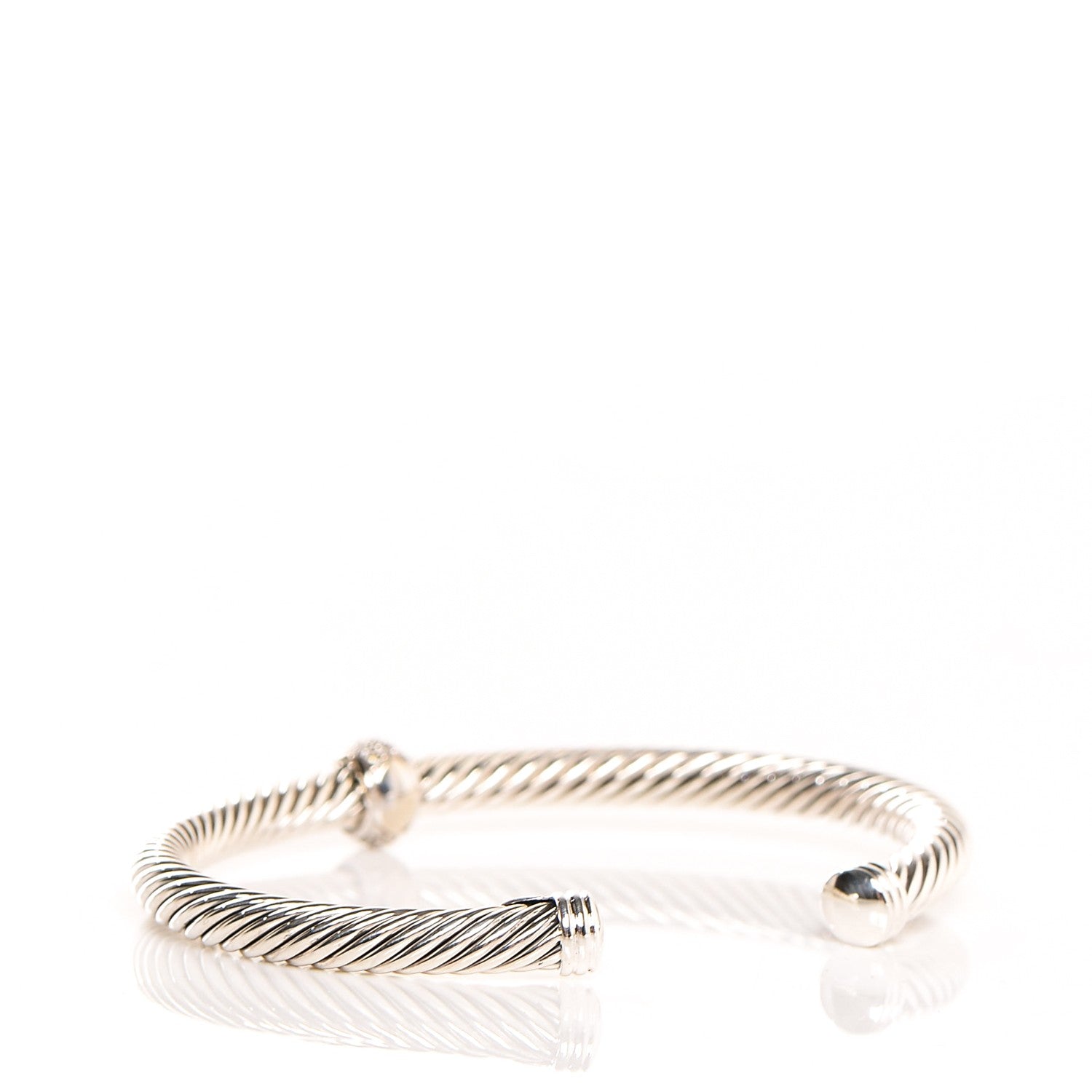 David Yurman Sterling Silver Diamond 5mm Cable Classics Single Station Bracelet 3 of 5
