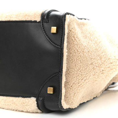 Celine Smooth Calfskin Shearling Bi-Color Mini Luggage Black Natural 10 of 12