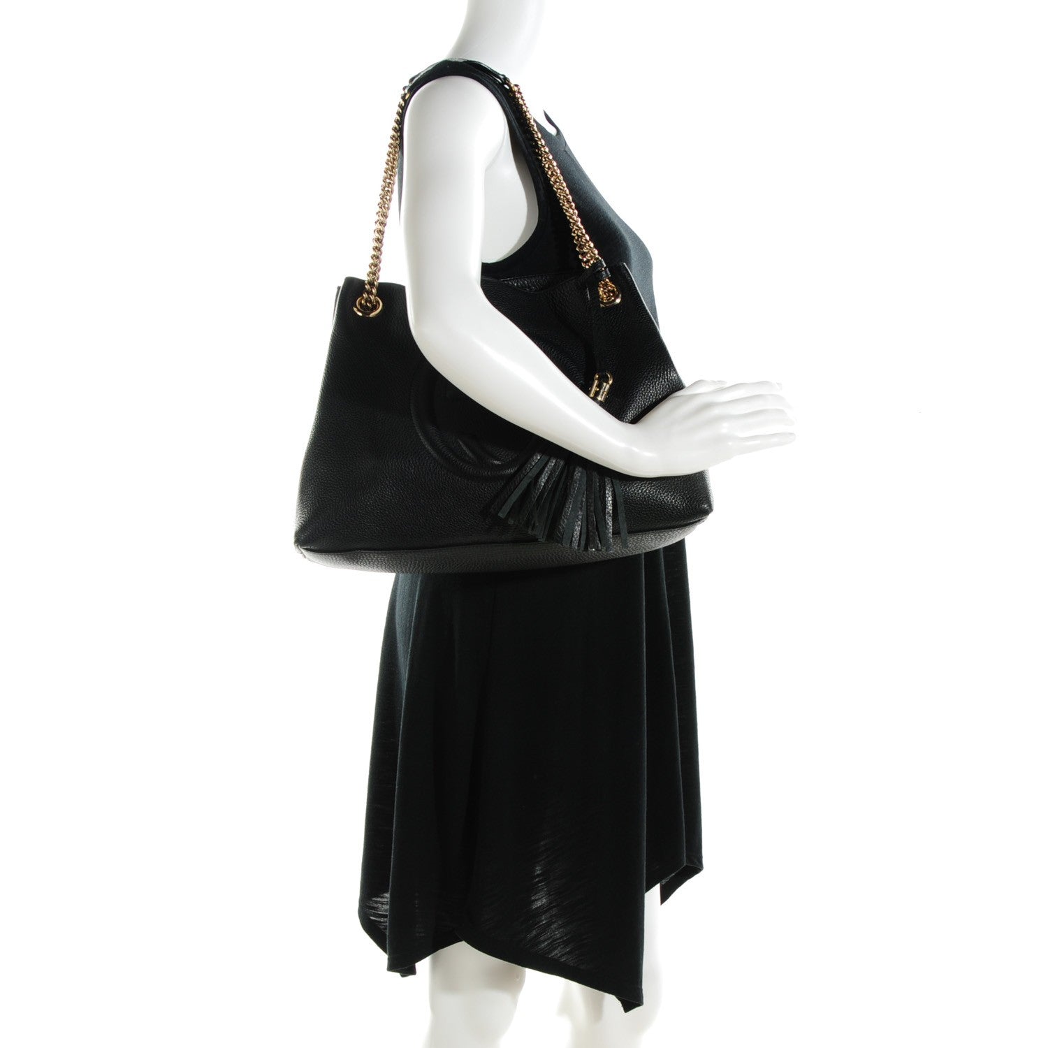 Gucci Pebbled Calfskin Medium Soho Chain Shoulder Bag Black 2 of 7