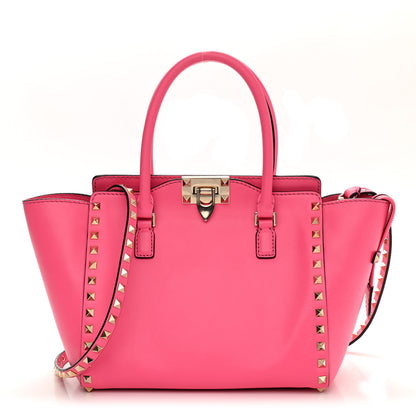 Valentino Garavani Vitello Small Rockstud Double Handle Tote Fuxia Fluo 1 of 16