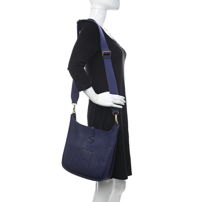 Hermes Taurillon Clemence Evelyne III PM Bleu Encre 2 of 10
