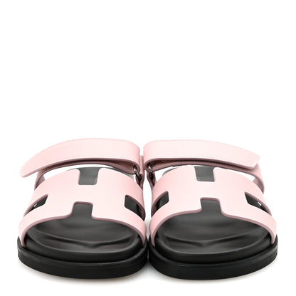 Hermes Calfskin Womens Chypre Sandals 37 Rose Cancan 3 of 10