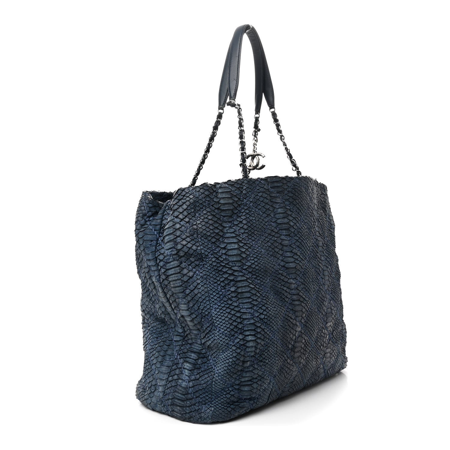 Chanel Snakeskin Ultimate Stitch Shopper Tote Blue 3 of 11