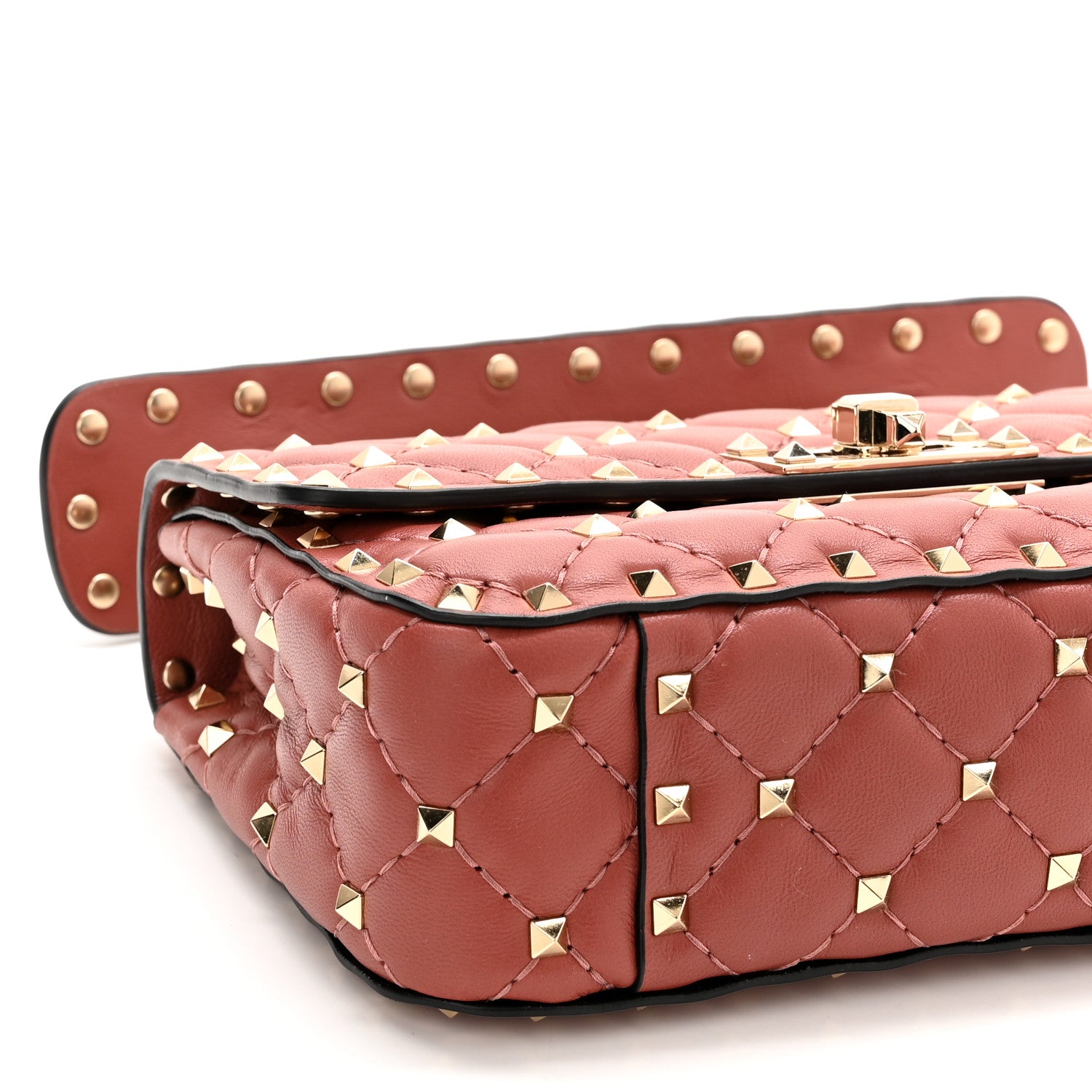 Valentino Garavani Nappa Small Rockstud Spike Shoulder Bag Gingerbread 8 of 9
