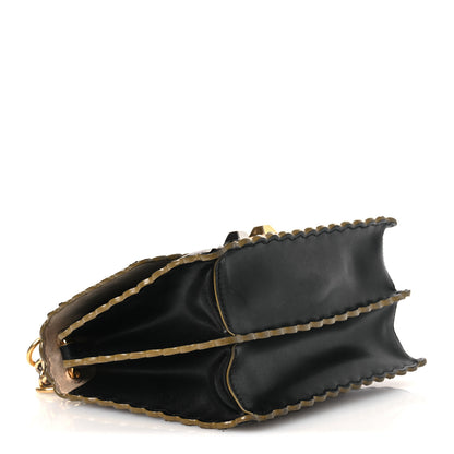 Fendi Vitello Liberty Scalloped Studded Small Kan I Shoulder Bag Black 4 of 15