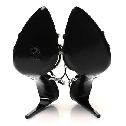 Saint Laurent Satin Crystal Ava 105 Sandals 38.5 Black 5 of 8