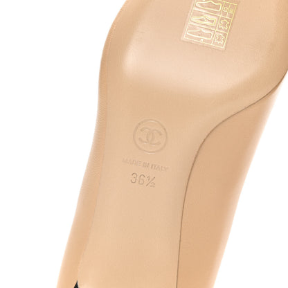 Chanel Lambskin Grosgrain Cap Toe CC Pearl Pumps 36.5 Beige Black 8 of 9