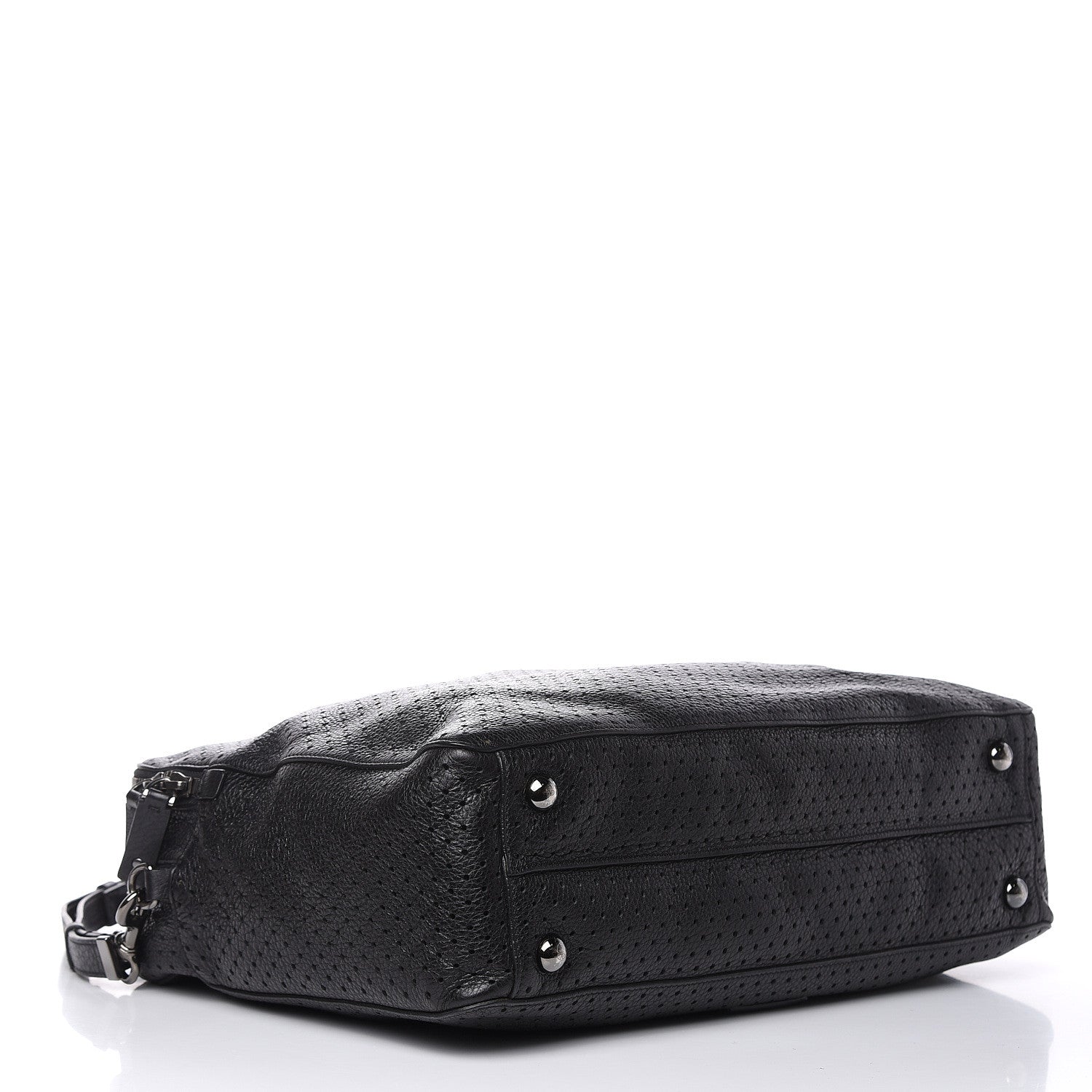 Valentino Garavani Calfskin Perforated Rockstud Large Travel Briefcase Black 4 of 20