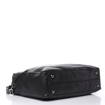 Valentino Garavani Calfskin Perforated Rockstud Large Travel Briefcase Black 4 of 20