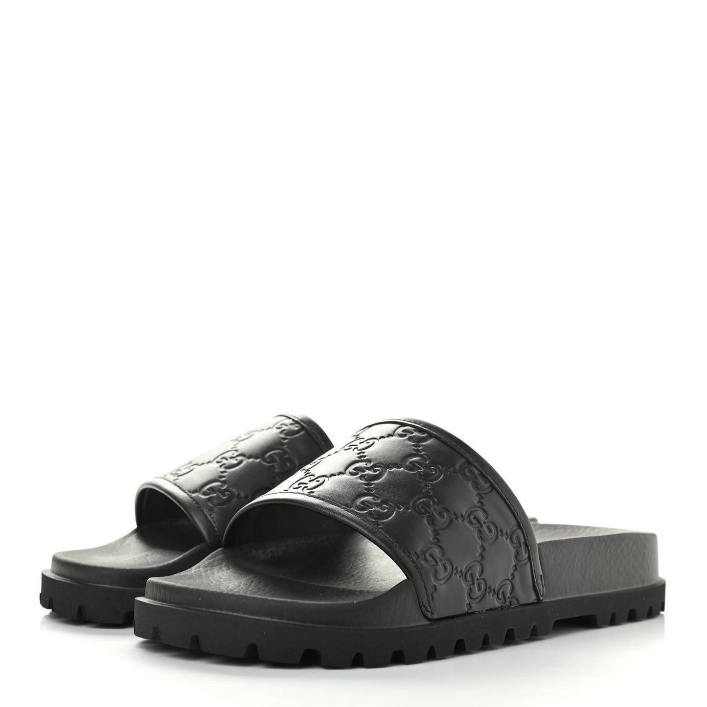 Guccissima Mens Lug Sole Slide Sandals 6 Black