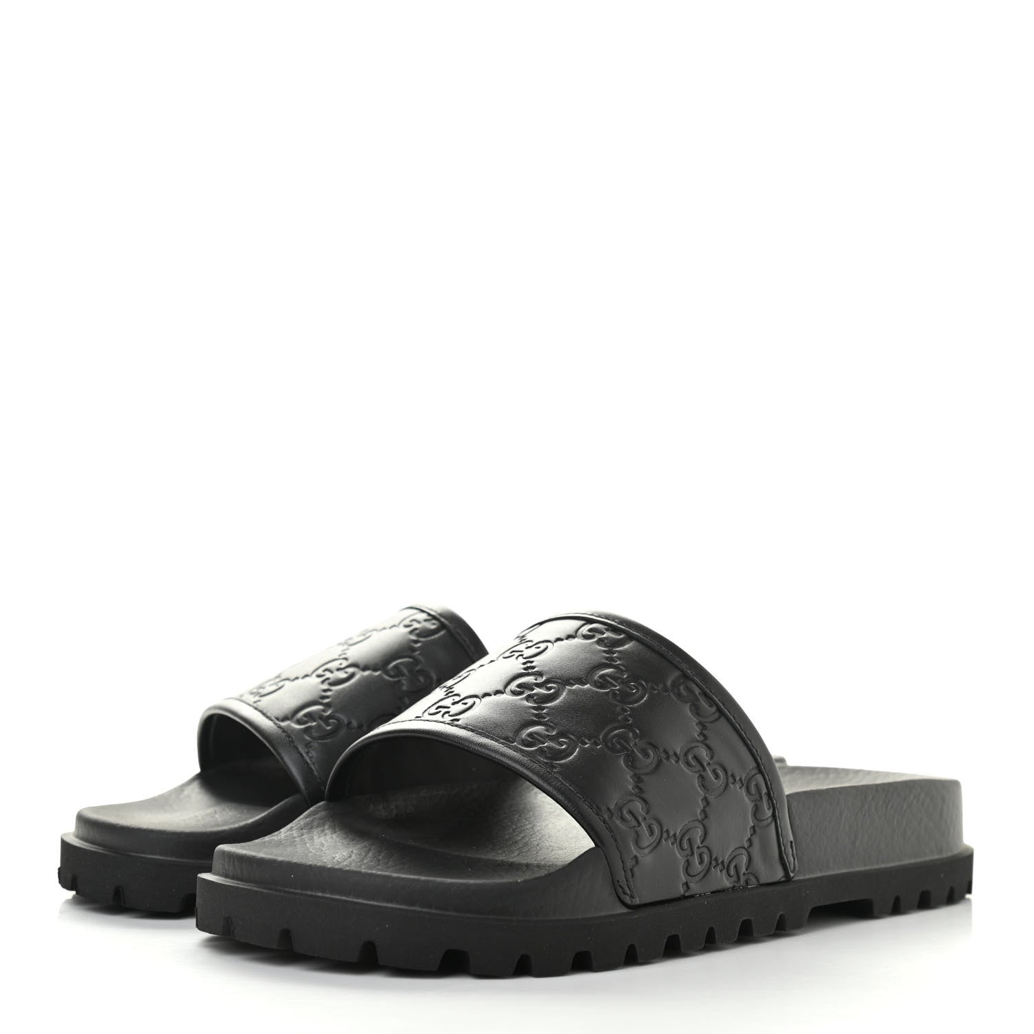 Gucci Guccissima Mens Lug Sole Slide Sandals 6 Black 6 of 14