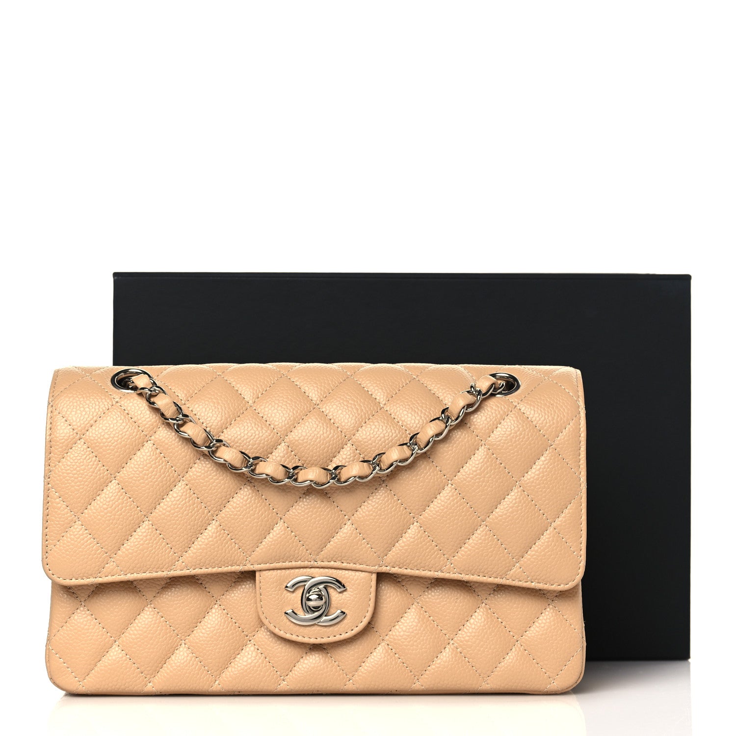 Chanel Caviar Quilted Medium Double Flap Beige 9 of 9
