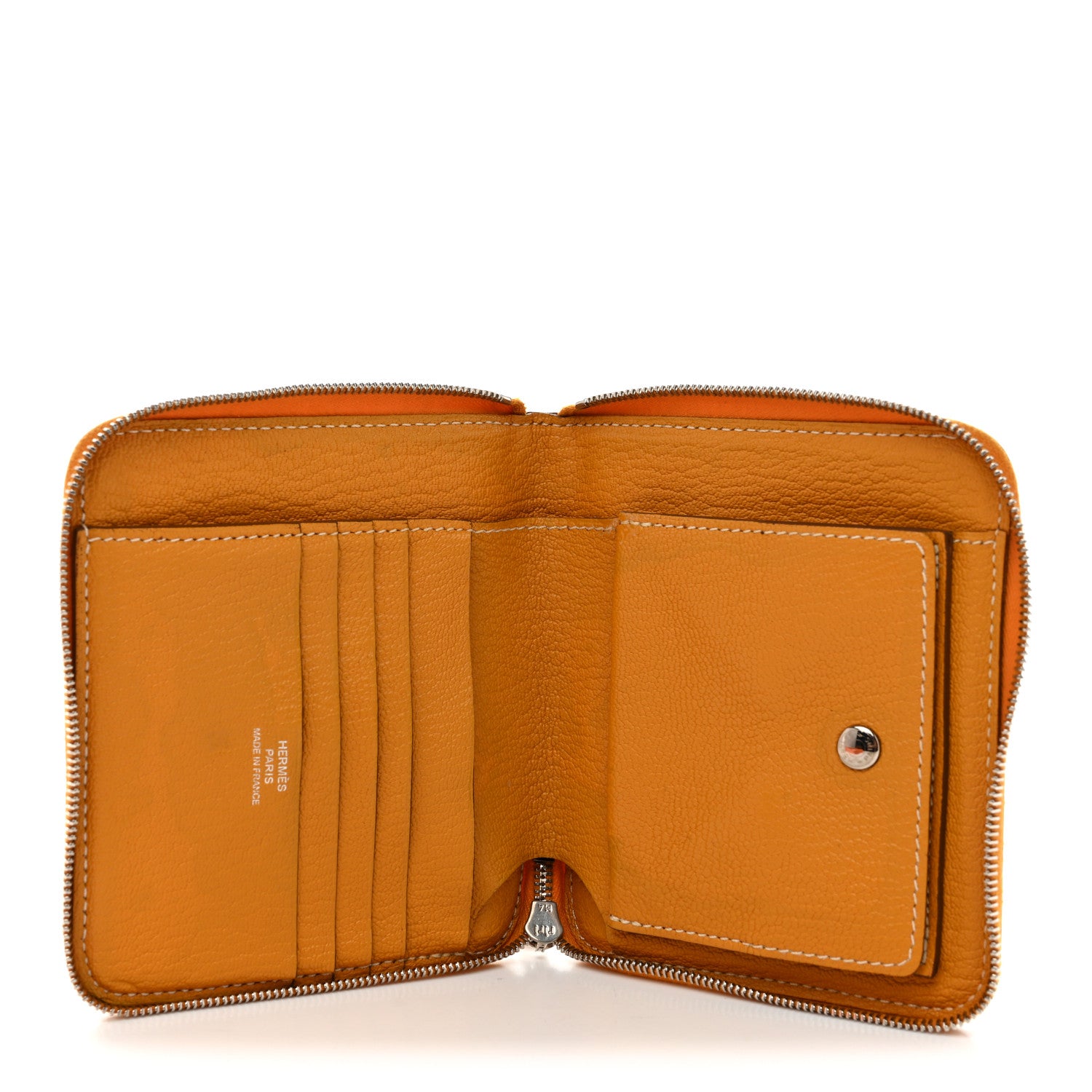 Hermes Chevre Mysore Evelyne Compact Zip Wallet Juane Ambre 5 of 7