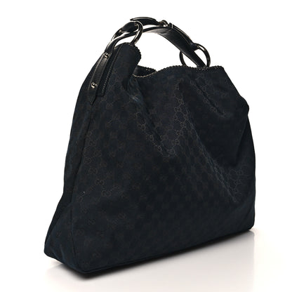 Gucci Monogram Large Horsebit Chain Hobo Black 3 of 11