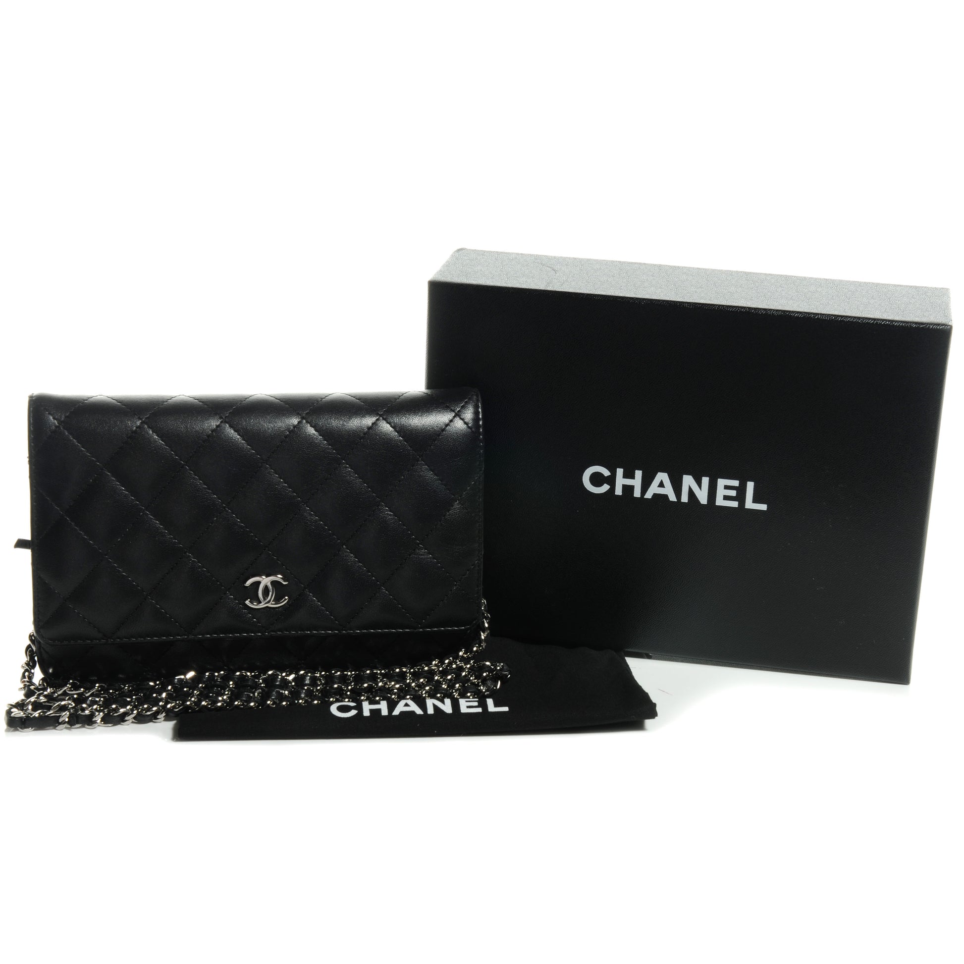 Chanel Lambskin Quilted Wallet On Chain WOC Black 5 of 10