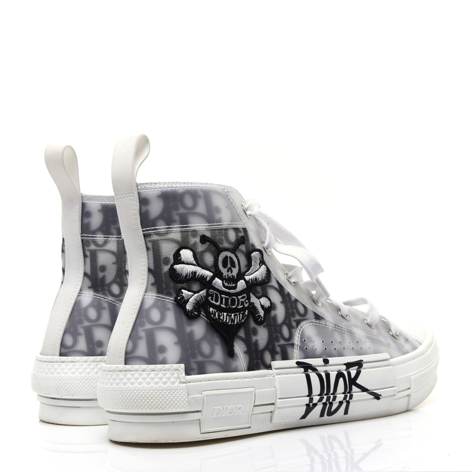Christian Dior X SHAWN STUSSY Canvas Oblique Bee Mens B23 High Top Sneakers 41 White Black 3 of 15