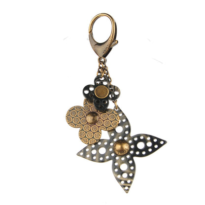 Louis Vuitton Antiqued Brass Resin Rock Flower Bag Charm 1 of 3