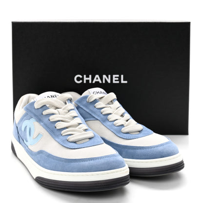 Chanel Suede Kidskin Womens CC Sneakers 40 White Blue 12 of 12