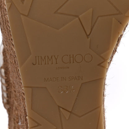 Jimmy Choo Calfskin Studded Danica 80 Espadrille Wedge Sandals 36.5 White 7 of 7