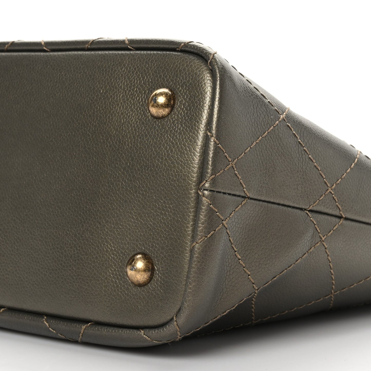 Grained Calfskin Large Shopping Fever Tote Gold