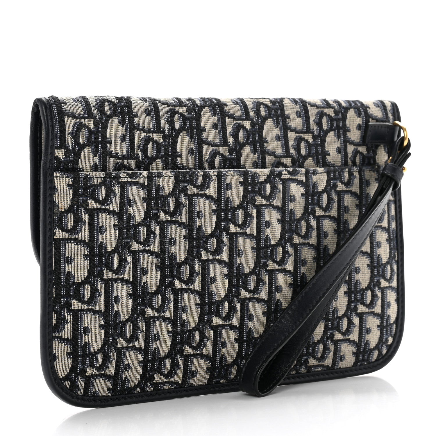 Christian Dior Oblique Flap Pouch Clutch Blue 3 of 6