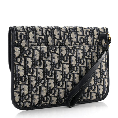 Christian Dior Oblique Flap Pouch Clutch Blue 3 of 6