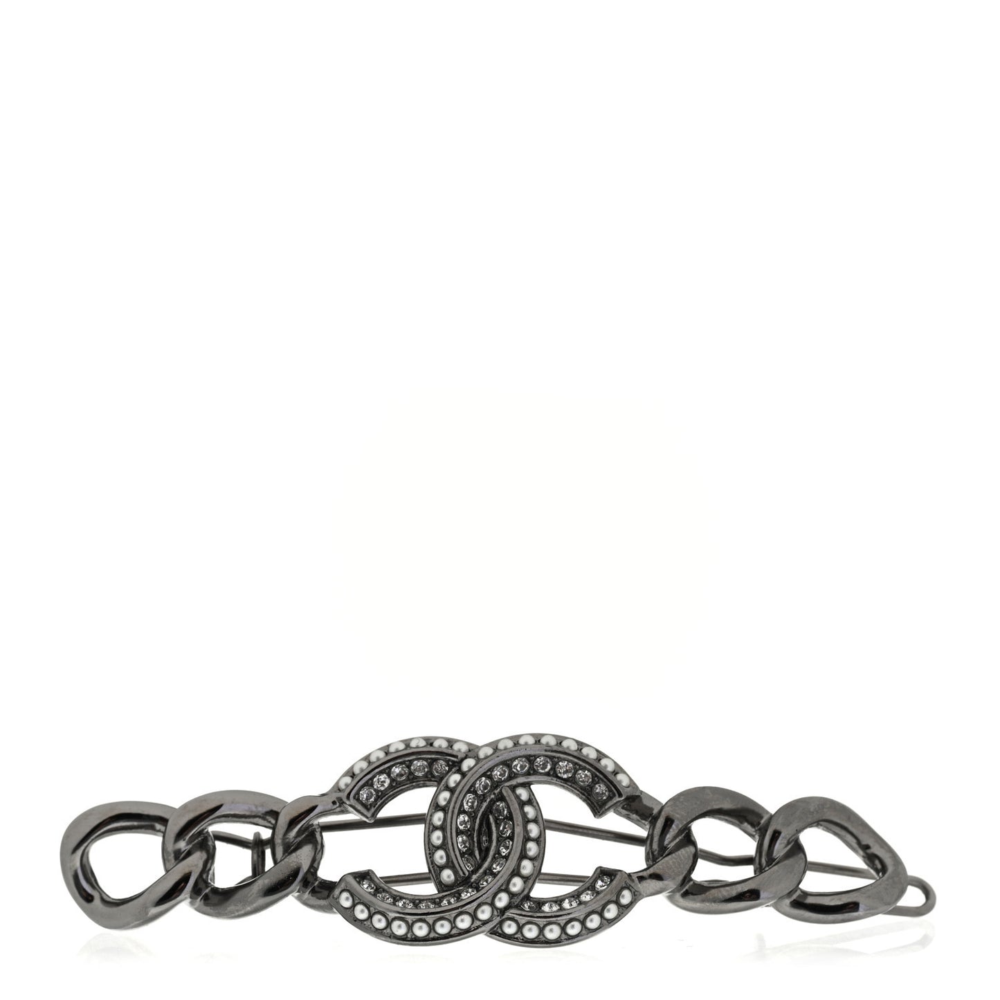 Crystal Chain CC Hair Clip Barrette Ruthenium